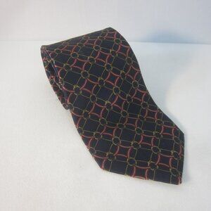 Paolo Gucci 100% Silk Necktie Tie Navy  Blue Red Gold Made in Italy Equestrian